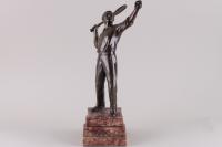 Скульптура "Теннисист" в стиле Ар Деко. Франция, Париж, 1920-1930-е гг. Шпиатр, литье, патина. Мрамор.