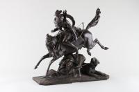 Скульптура "Охота на тигра". Франция, Париж, Jean Francois Theodore Gechter, 19 в. Бронза, литье, патина.