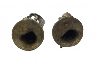 Парные скульптуры «Амур и Психея» по модели Э. М. Фальконе. Россия, 1850-1860-е гг. Бронза, литьё, патина. Постаменты - дерево.