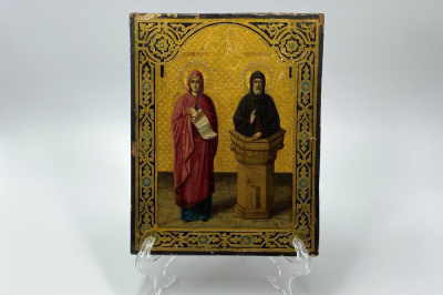 Икона Св. Анна пророчица, Св. Симеон столпник. Россия, кон. 19 - нач. 20 в. Дерево, смешанная техника.