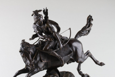 Скульптура "Охота на тигра". Франция, Париж, Jean Francois Theodore Gechter, 19 в. Бронза, литье, патина.