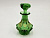 Флакон зелено-урановый с росписью золотом.  Богемия, середина - вторая половина 19 века. Стекло зелено-урановое, роспись золотом, резьба, огранка.