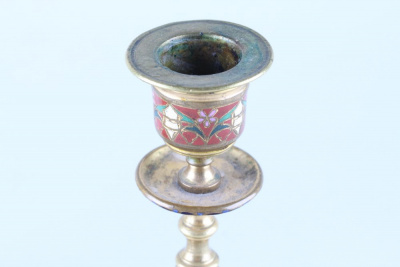Парные подсвечники с эмалью "шаплеве". Франция, Париж, 1860 - 1870-е годы. Бронза, эмаль.