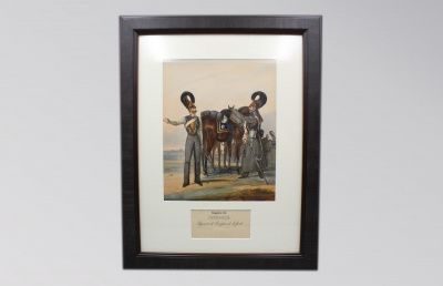 Литография "Рядовые лейб-гвардии Кирасирского полка". 1840 год. По рисунку Генриха Амброза Эккерта и Дитриха Монтена для издания Обмундирование Русской Императорской армии.