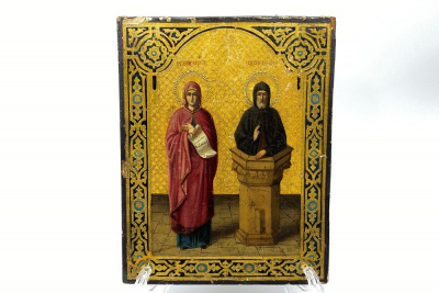 Икона Св. Анна пророчица, Св. Симеон столпник. Россия, кон. 19 - нач. 20 в. Дерево, смешанная техника.