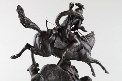 Скульптура "Охота на тигра". Франция, Париж, Jean Francois Theodore Gechter, 19 в. Бронза, литье, патина.