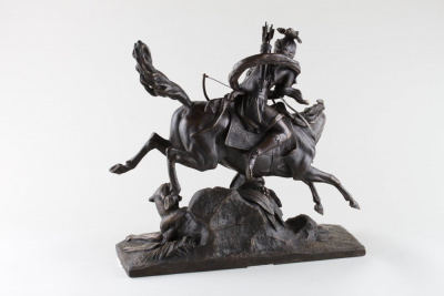 Скульптура "Охота на тигра". Франция, Париж, Jean Francois Theodore Gechter, 19 в. Бронза, литье, патина.