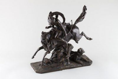 Скульптура "Охота на тигра". Франция, Париж, Jean Francois Theodore Gechter, 19 в. Бронза, литье, патина.