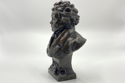 Бюст композитора «Людвиг ван Бетховен».Германия, автор модели Waldemar Uhlmann (1840-1896), отливка бронзолитейной фабрики Oscar Gladenbeck, последняя треть 19 века. Бронза, литьё, патина