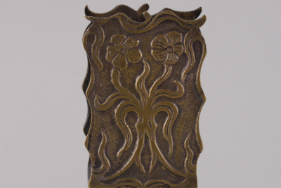 Подставка для спичек в стиле Модерн. Западная Европа, 1900-е гг.  Латунь, патинирование. Камень.