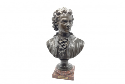 Бюст композитора Моцарта. Франция, Париж, А. Карье-Беллез, 1860-е гг. Бронза. Камень.
