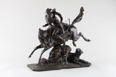 Скульптура "Охота на тигра". Франция, Париж, Jean Francois Theodore Gechter, 19 в. Бронза, литье, патина.