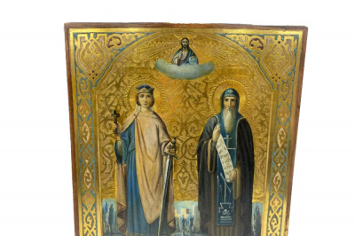 Икона Св. царица Александра Римская и Св. Андрей Критский. Россия, кон. 19 - нач. 20 в. Дерево, смешанная техника.